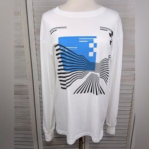ORIGINAL USE Men's Geometric Print Long Sleeve Tee White/Multi-XS